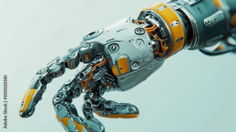 Poster advanced robotic hand design showing mechanical detail