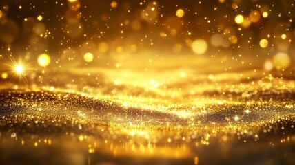 Golden Glitter Background  Sparkling Lights and Bokeh