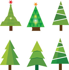 Obraz premium Set of Christmas trees, colorful illustration
