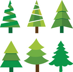 Set of Christmas trees, colorful illustration