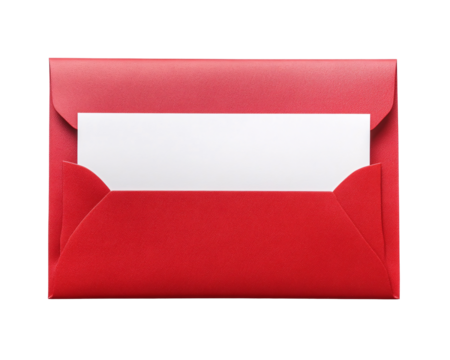 a red envelope with a white paper inside