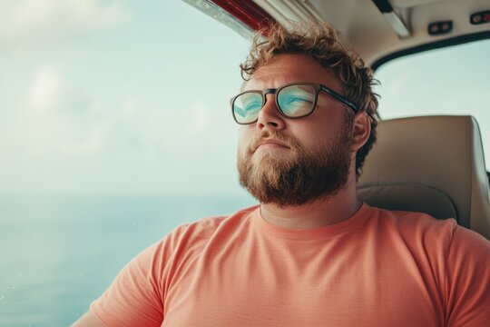 Confident Male Pilot Navigating Ocean in Modern Submersible