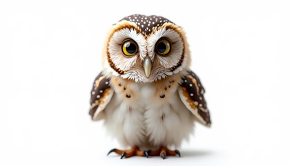 Close-up of a large owl with yellow eyes