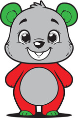 Adorable Baby Elephant in Santa Hat Holding Snowflake - Christmas Cartoon Illustration