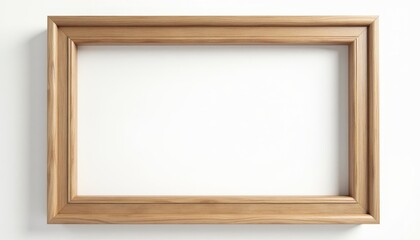 Obraz premium A beige wooden picture frame on a wall