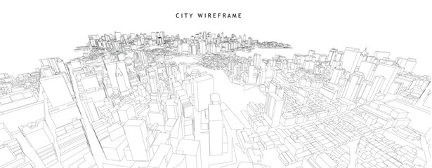 3d wireframe of building. sketch design.Vector