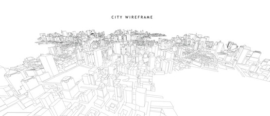 3d wireframe of building. sketch design.Vector