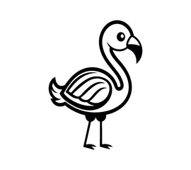 Cute flamingo bird line art cartoon icon