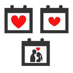 3 set of calendar love vector illustration