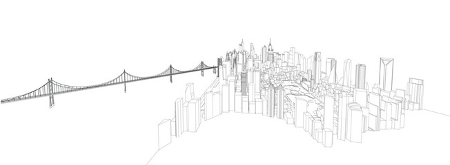 3d wireframe of building. sketch design.Vector
