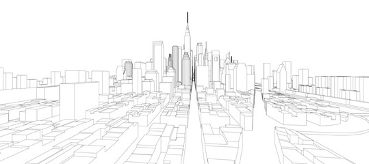 Obraz premium 3d wireframe of building. sketch design.Vector 