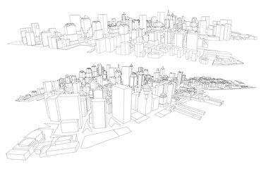 3d wireframe of building. sketch design.Vector
