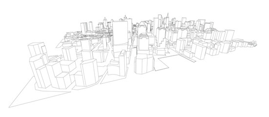 3d wireframe of building. sketch design.Vector
