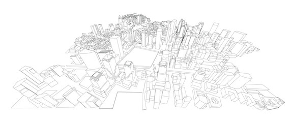 3d wireframe of building. sketch design.Vector
