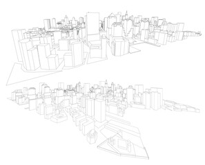 Obraz premium 3d wireframe of building. sketch design.Vector 