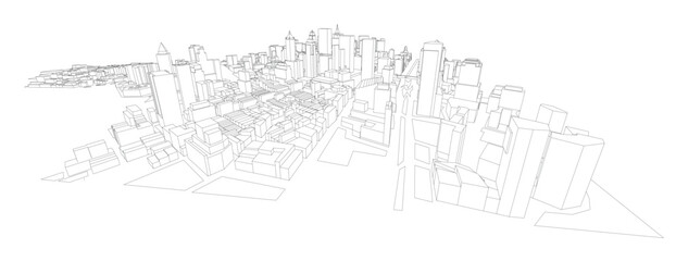 3d wireframe of building. sketch design.Vector