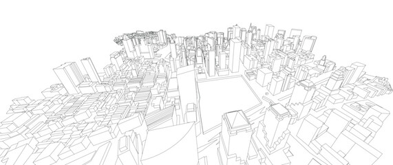 3d wireframe of building. sketch design.Vector
