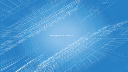 3d wireframe of building. sketch design.Vector
