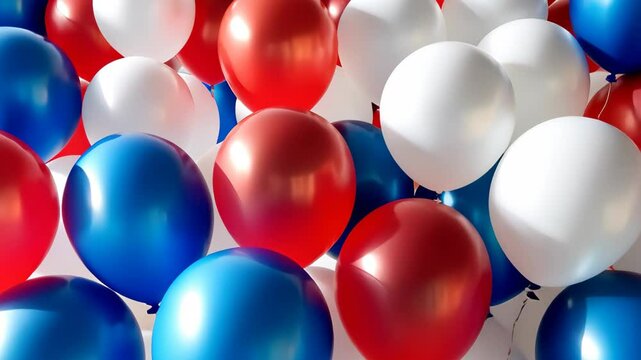 Blue red and white balloon on white background with copy space.
