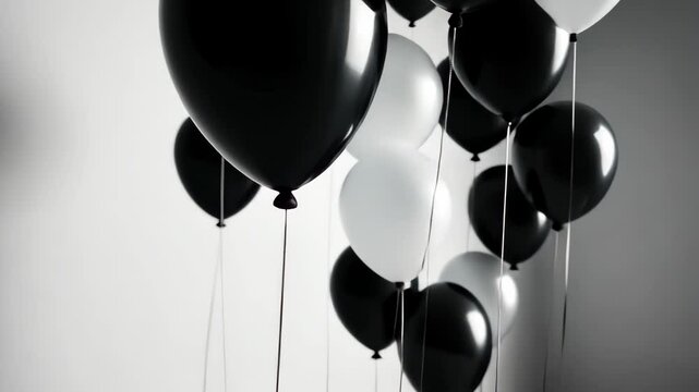 Black and white balloon on white background with copy space.