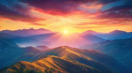 Fototapeta premium Mountain Sunset Landscape