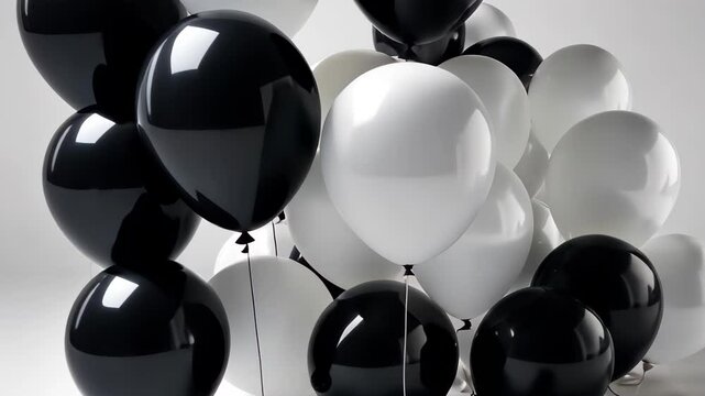 Black and white balloon on white background with copy space.