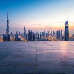 Obraz premium Metropolitan Majesty cityscape photography, evening lighting, elevated perspective