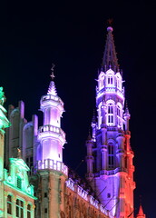 Fototapeta premium Historical City Hall at Night in the Old Town of Brussels, the Capital of Belgium