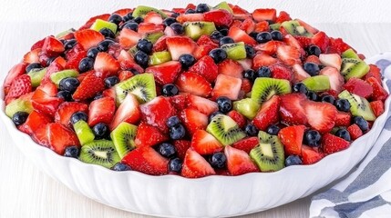 Delicious Strawberry Blueberry Kiwi Fruit Salad