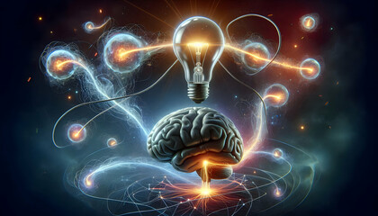 Bulb  idea A glowing light bulb above a floating brain, connected by radiant electric streams, symbolizing crea1.jpg