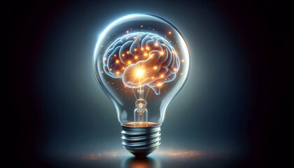 Bulb  idea A glowing brain encased inside a transparent light bulb, representing the brilliance of innovative i1.jpg