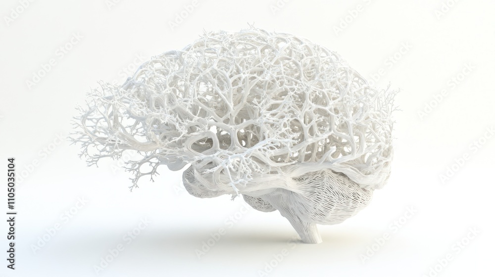Aufkleber Abstract White Brain Structure Artistic Rendering
