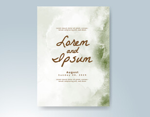 Wedding card invitation template with hand painted watercolor splash