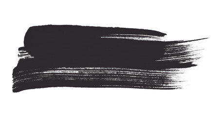 Fototapeta premium Black brush strokes on transparent background and hand-painted watercolor texture.