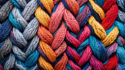 Close-up of a woven fabric with colorful threads.
