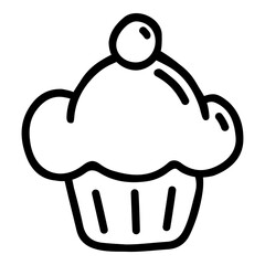 Doodle drawing icon of cupcake
