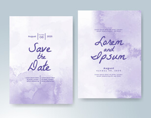Wedding card invitation template with hand painted watercolor splash