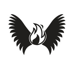 Wings with Fire Logo Design , Vector Design 