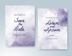 Wedding card invitation template with hand painted watercolor splash