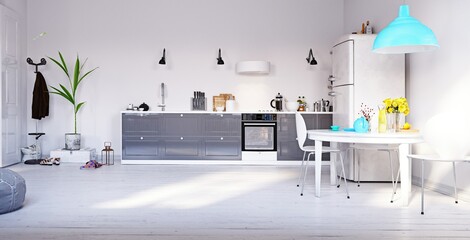 modern kitchen interior design.