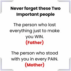 A pixel design emphasizing the importance of two key figures: a father who sacrifices for your success and a mother who supports you through every struggle.