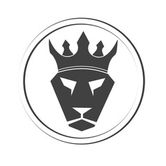 The Lion Icon Logo Design With Crown , Vector Design 