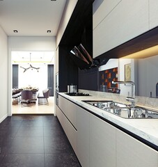 modern kitchen interior design.