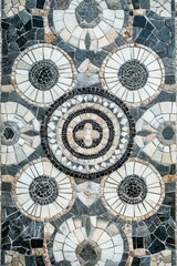 Obraz premium Stone mosaic; circular, geometric patterns.