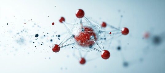 Atom particle microscopic visual. Physics science theory. Generative ai technology.	
