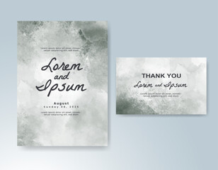 Wedding card invitation template with hand painted watercolor splash