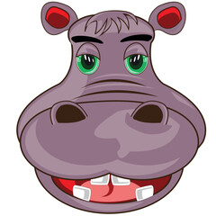 Mug animal hippopotamus on white background is insulated