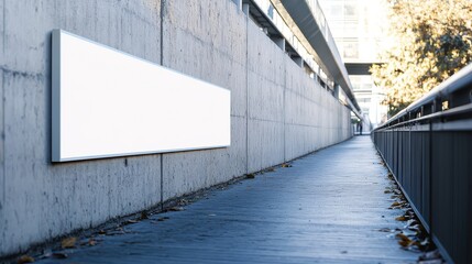 Obraz premium white sign on bridge, blank for customization in daylight