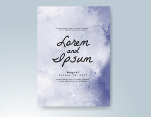 Wedding card invitation template with hand painted watercolor splash