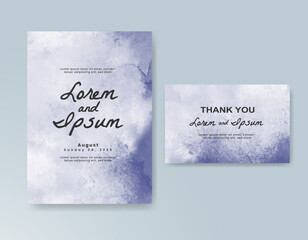Wedding card invitation template with hand painted watercolor splash